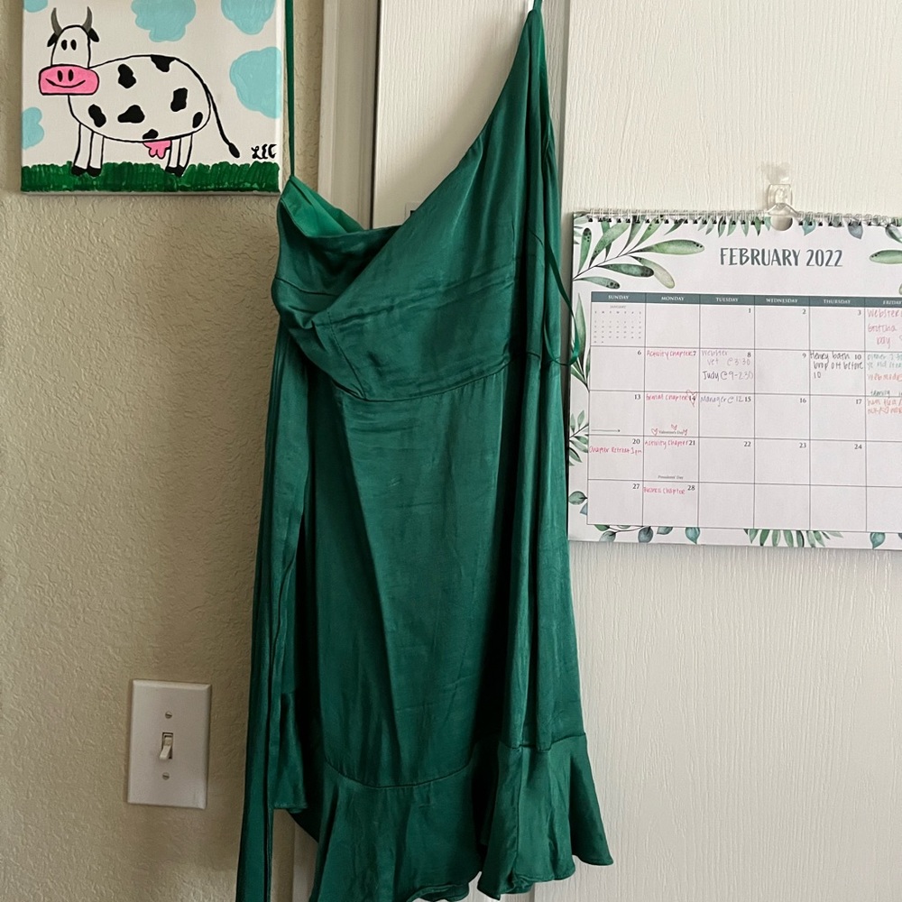 Green one shoulder dress